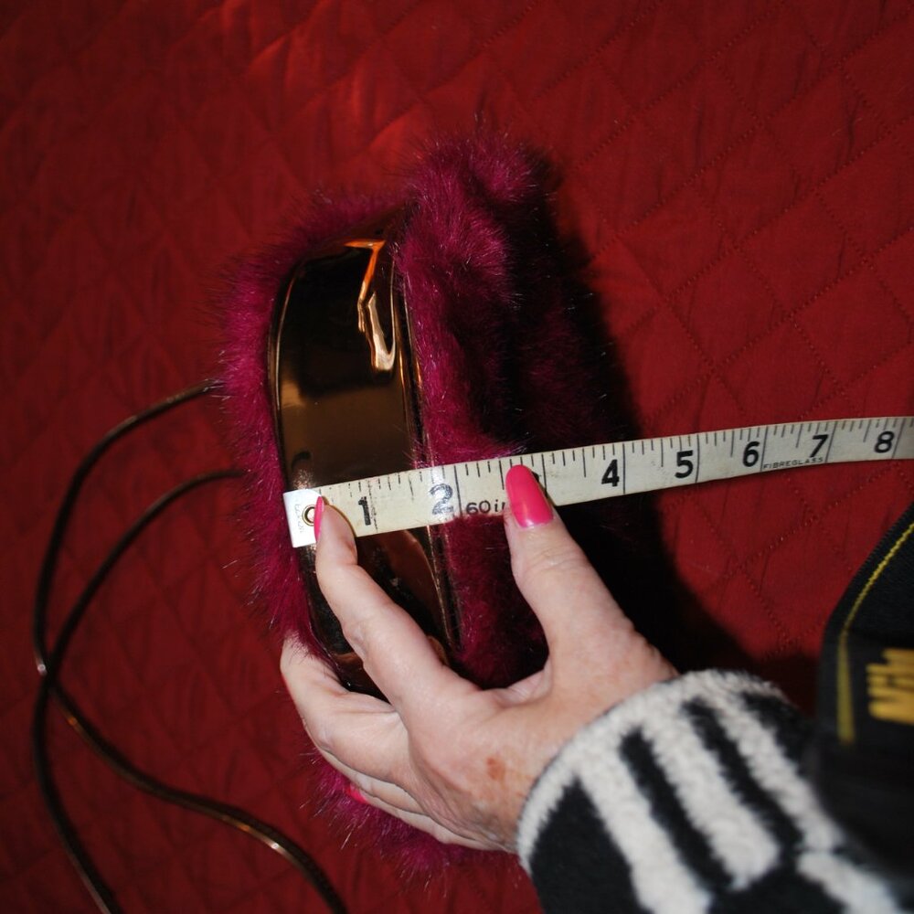 Cute Sharif Maroon Fur Purse w/2 Straps - Picture 9 of 9